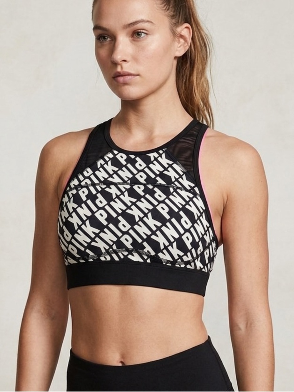 PINK🖤🤍VICTORIA SECRET black&white monogram ultimate lightly lined sports bra